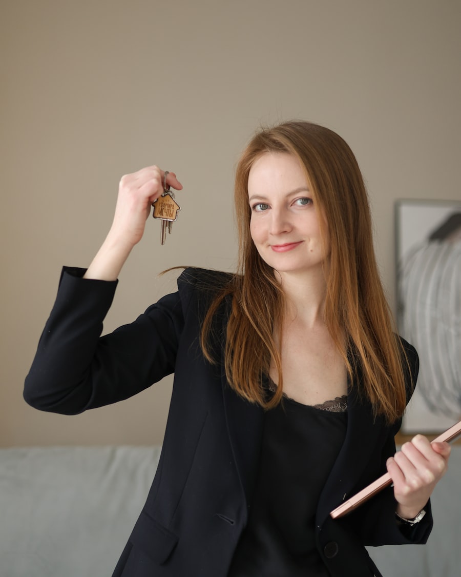 Estate agent holding keys