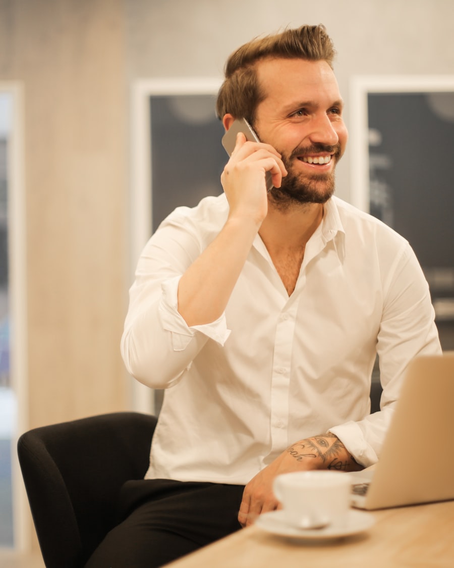 Founder on a phone call